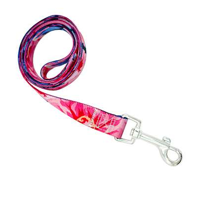 Free Sample Wholesale Luxury Polyester Waterproof Webbing Hands Free Fashion Design Pet Dog Leash With Flower Pattern